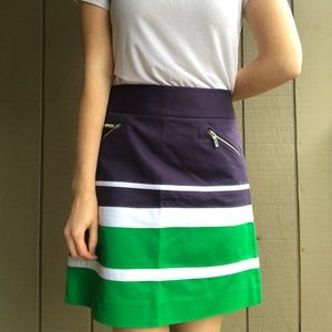 Navy Blue & Green Anne Klein Skirt